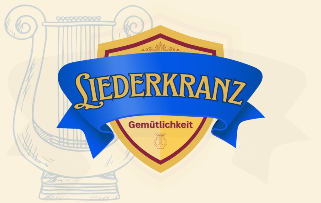 Liederkranz group logo. Harp and gold shield.
